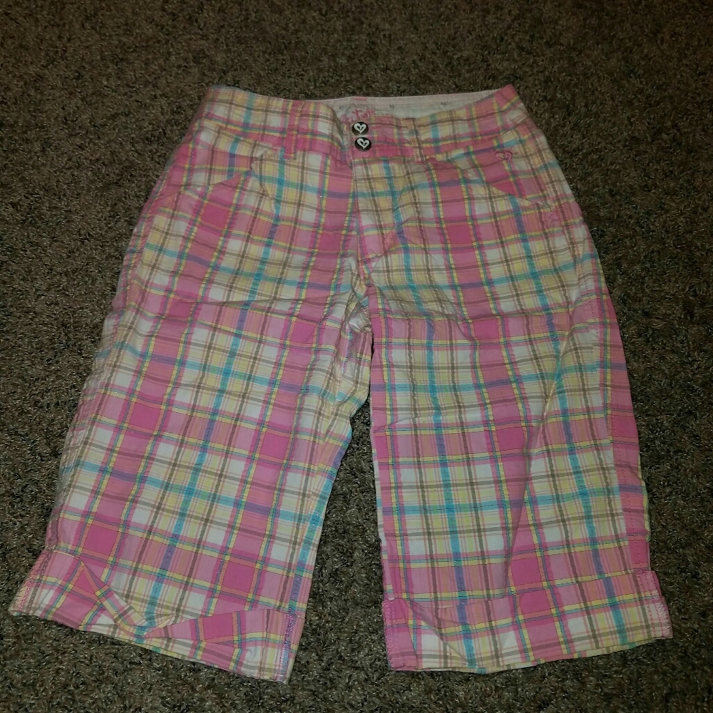 Justice Pink Plaid Shorts